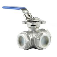 3 Way Ball Valve 1/2 BSP T-stykke 1/2" BSP. Rustfritt stål