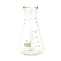 Erlenmeyer kolbe 50 ml av borosilikatglass. 0,05 liter