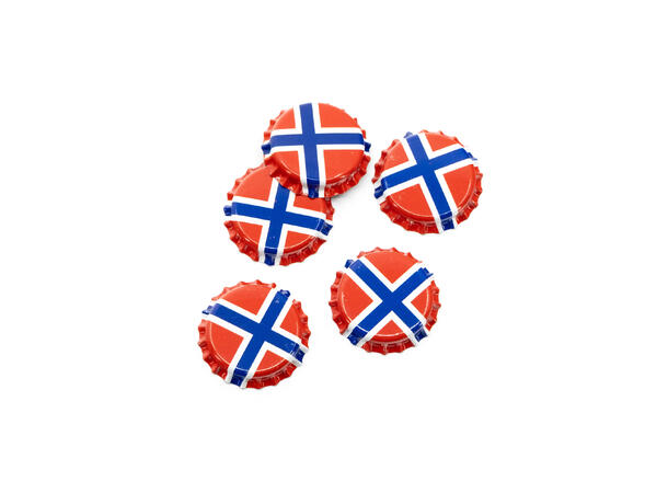 Flaskekapsler Norsk Flagg 26 mm - 100 stk