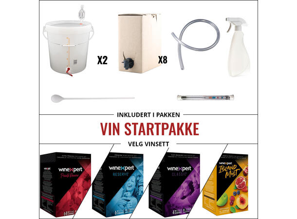 Startpakke for 23L vin inkl vinsett