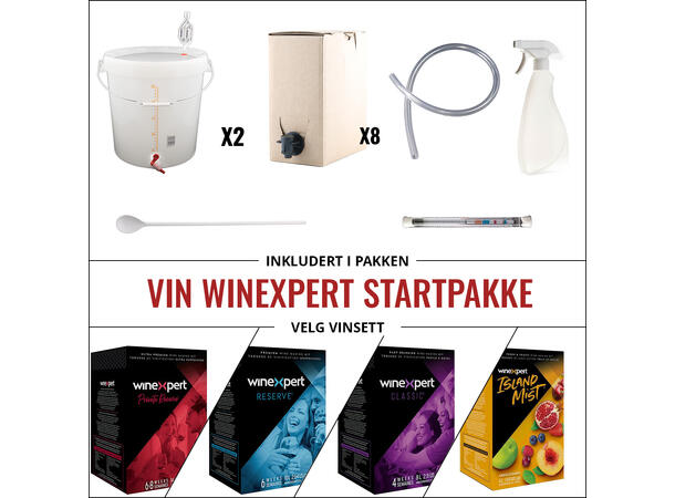 Startpakke for 23L vin inkl vinsett