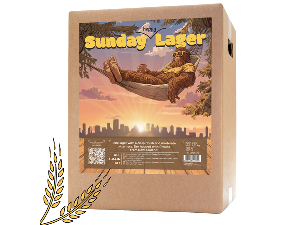 Sunday Hoppy Lager Allgrain Ølsett crisp finish og moderat bitterhet 