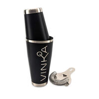 VINKA  Black Stainless Tin Shaker Shakersett med sil til cocktails