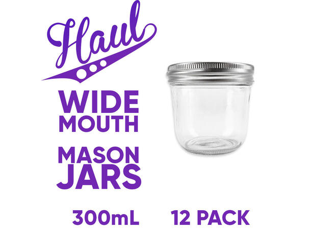 Haul Mason Jar 300ml - 12 stk Wide Mouth
