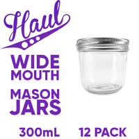 Haul Mason Jar 300ml - 12stk Sylteglass med bred åpning