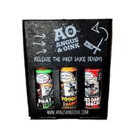 Angus & Oink Hot Sauce Gift Pack Gaveeske med 3 hot sauces
