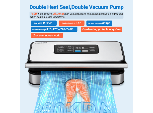 INKBIRD Vacuum Sealer INK-VS04 kompakt vakuumpakker 