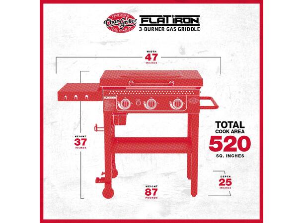 Char-griller Flat Iron 3 Burner Griddle