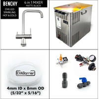 Benchy Sparkling - 4 in 1 Kitchen tap for montering under benk, inkl kran