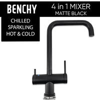 Kitchen Mixer Tap 4-i-1 Matt Sort Varmt, kaldt, kjølt og kullsyre vann